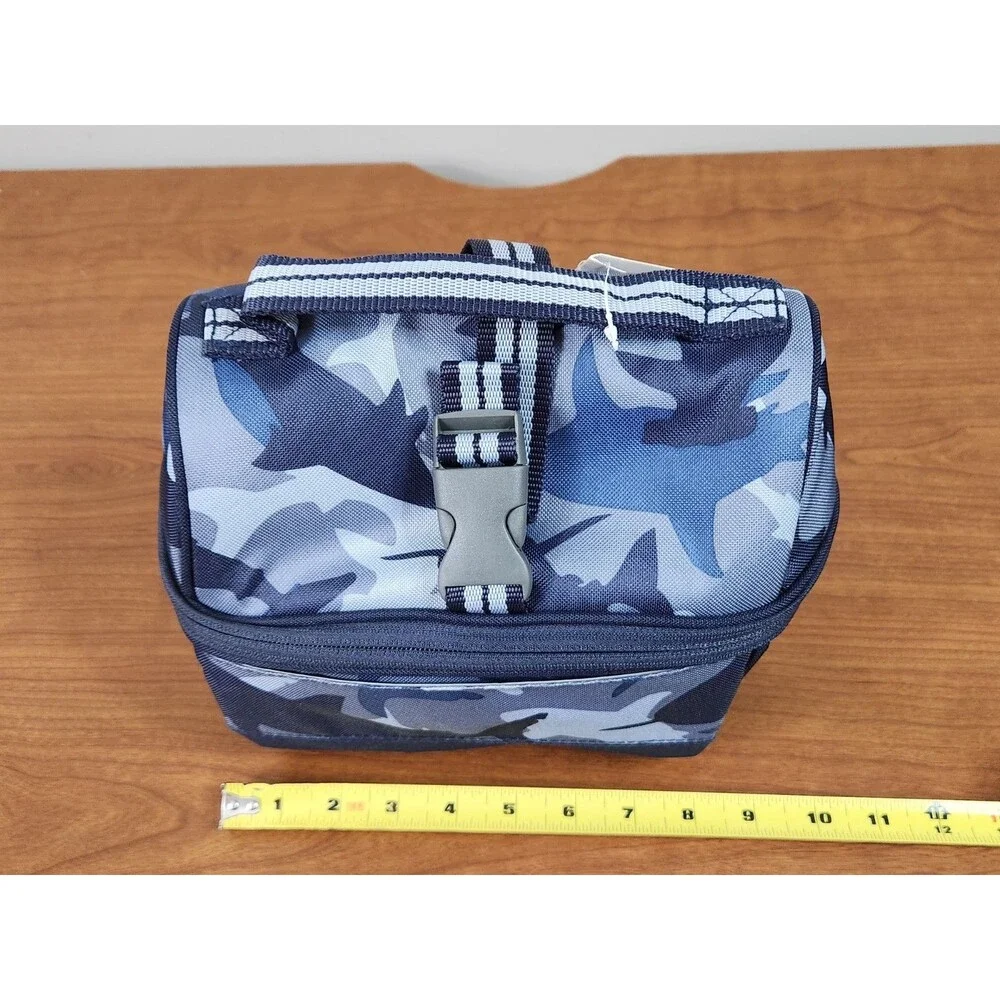 Pottery Barn Kids Mackenzie Retro Lunch Bag Blue Gray Camo NWT